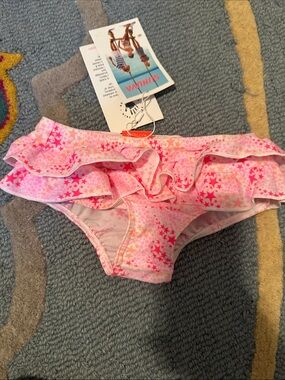 Pink Ruffle Star Kids Bikini Bottoms